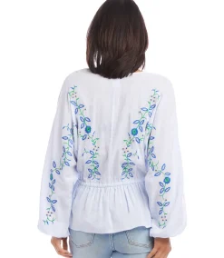 Embroidered Drawstring Top