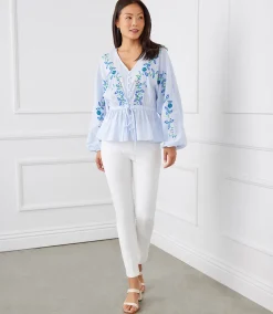 Embroidered Drawstring Top