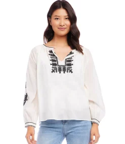 Embroidered Peasant Top