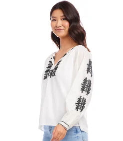 Embroidered Peasant Top