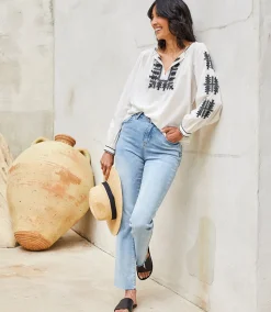 Embroidered Peasant Top