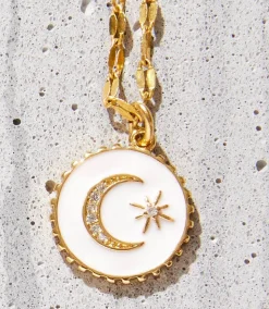 Enamel Moon and Star Necklace