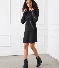 Faux Leather Patch Dress