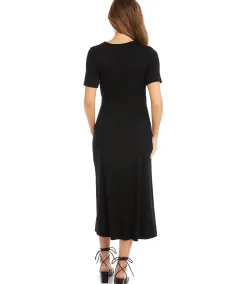 Faux Wrap Midi Dress