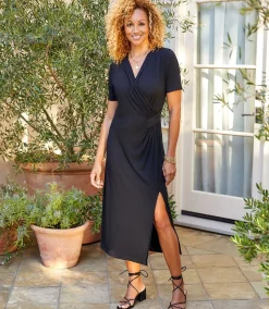 Faux Wrap Midi Dress