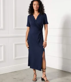 Faux Wrap Midi Dress