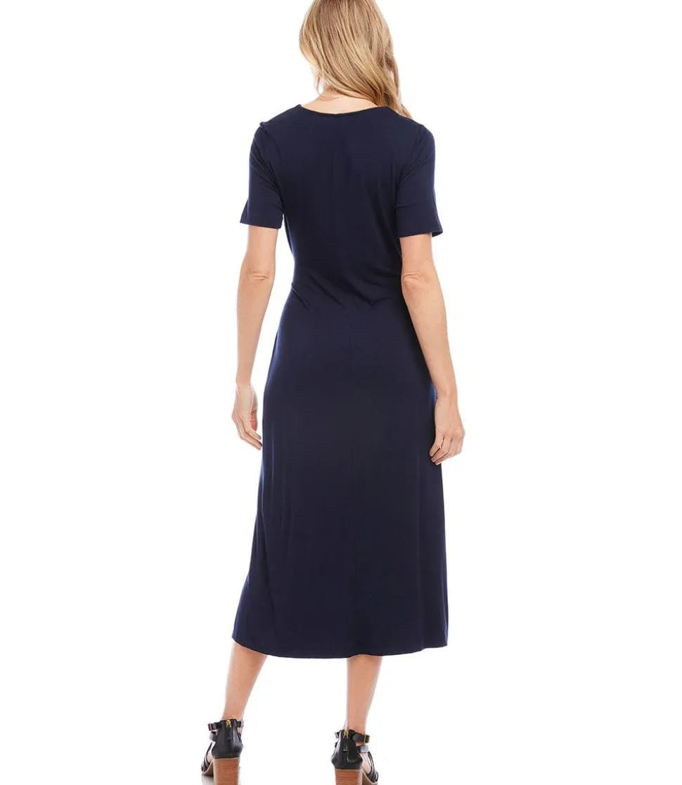 Faux Wrap Midi Dress