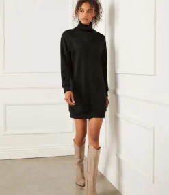 Faux Wrap Turtleneck Dress