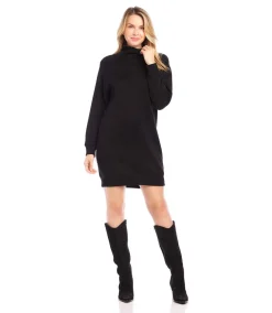 Faux Wrap Turtleneck Dress