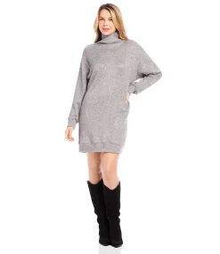 Faux Wrap Turtleneck Dress