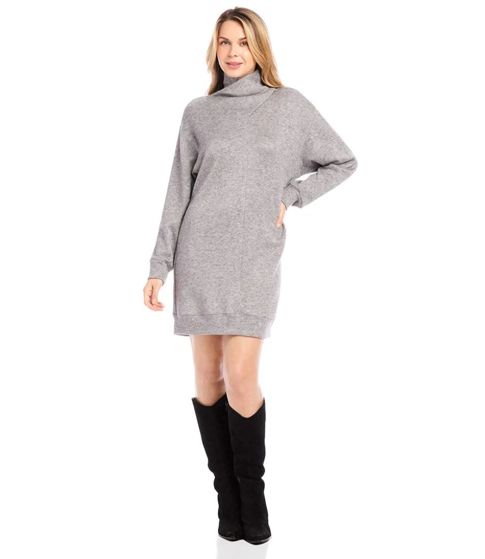 Faux Wrap Turtleneck Dress