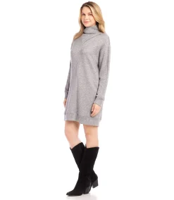 Faux Wrap Turtleneck Dress