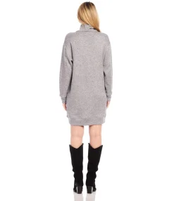 Faux Wrap Turtleneck Dress