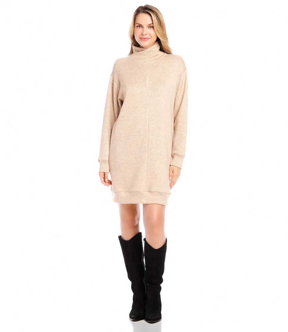 Faux Wrap Turtleneck Dress