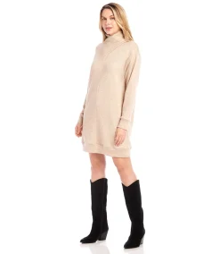 Faux Wrap Turtleneck Dress
