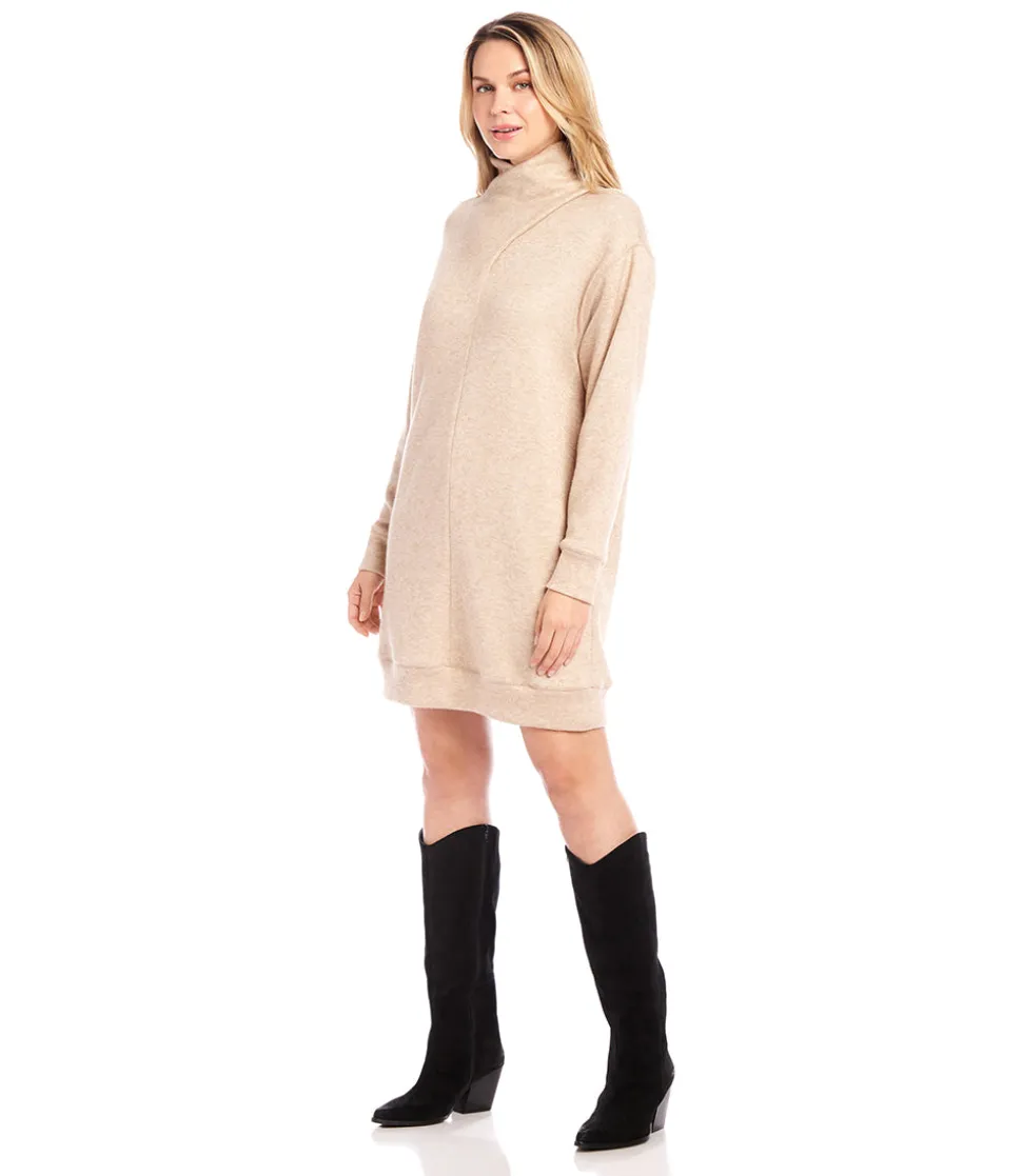 Faux Wrap Turtleneck Dress