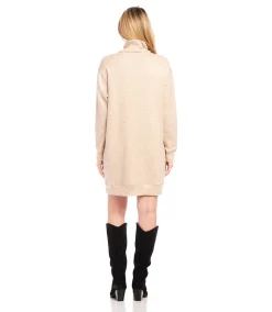 Faux Wrap Turtleneck Dress