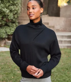 Faux Wrap Turtleneck Top