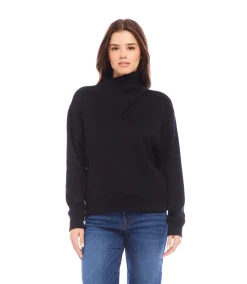 Faux Wrap Turtleneck Top