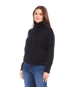 Faux Wrap Turtleneck Top