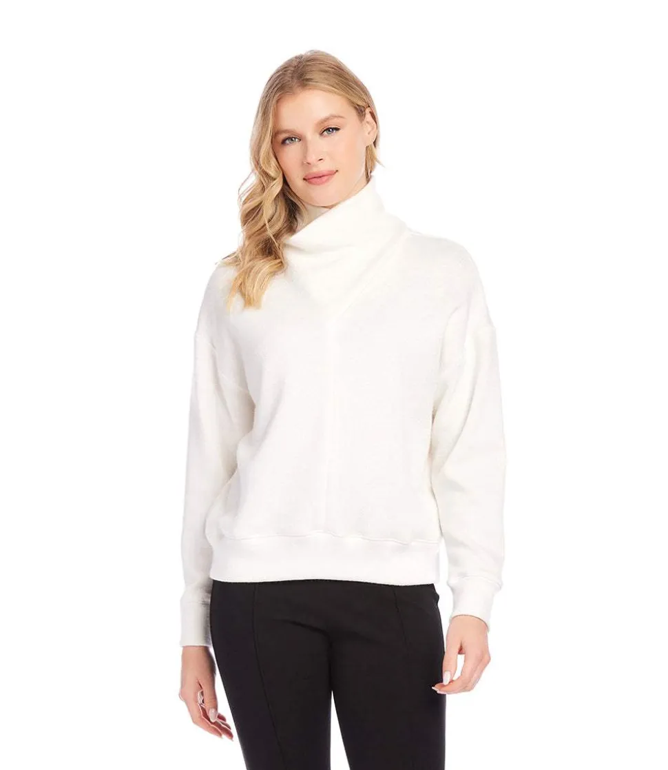 Faux Wrap Turtleneck Top