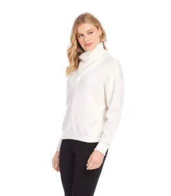 Faux Wrap Turtleneck Top