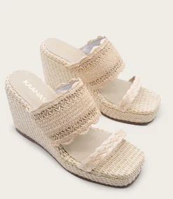 Frayed Raffia Wedges