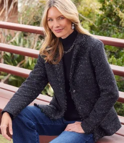 Fringed Tweed Blazer