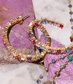 Gemstone Hoop Earrings