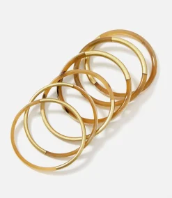 Golden Mix Horn Bangles, Set of 6