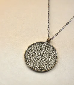 Large Pavé Disc Necklace