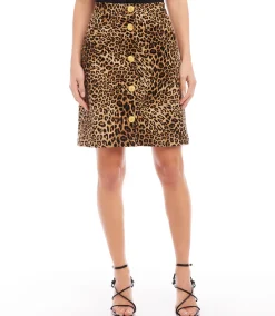 Leopard Corduroy Skirt