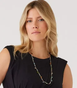Long Beaded Gemstone Necklace