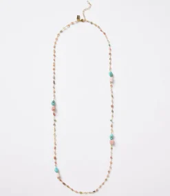 Long Beaded Gemstone Necklace