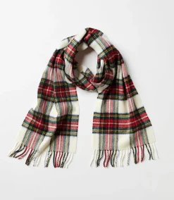 Merino Wool Fringed Plaid Scarf
