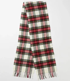 Merino Wool Fringed Plaid Scarf