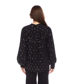 Metallic Shirred Sleeve Top