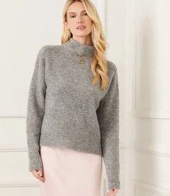 Mock Neck Boucle Sweater