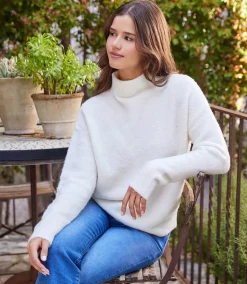 Mock Neck Boucle Sweater