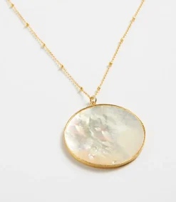 Mother Of Pearl Pendant Disc Necklace
