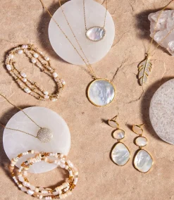 Mother Of Pearl Pendant Disc Necklace