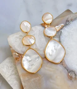 Mother of Pearl Three Drop Earrings