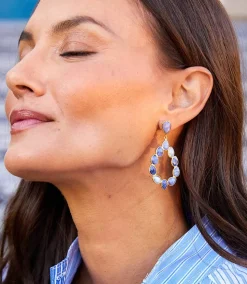Multi Gemstone Drop Earrings