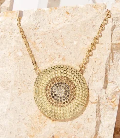 Ombre Pavé Disc Necklace