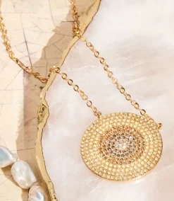Ombre Pavé Disc Necklace