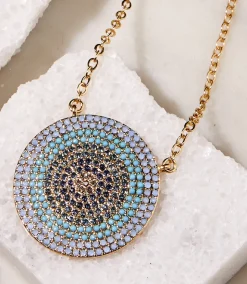 Ombre Pavé Disc Necklace