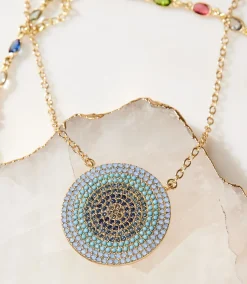Ombre Pavé Disc Necklace
