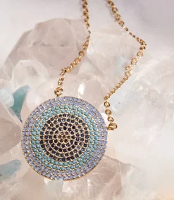 Ombre Pavé Disc Necklace