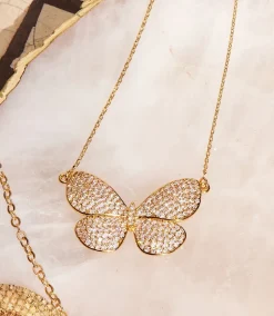 Pavé Butterfly Pendant Necklace