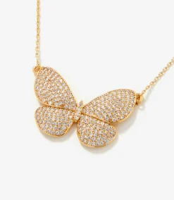 Pavé Butterfly Pendant Necklace